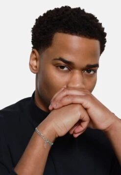 Mit Verlängerungs Panzer Fü - Armband - Silberfarben Poliert