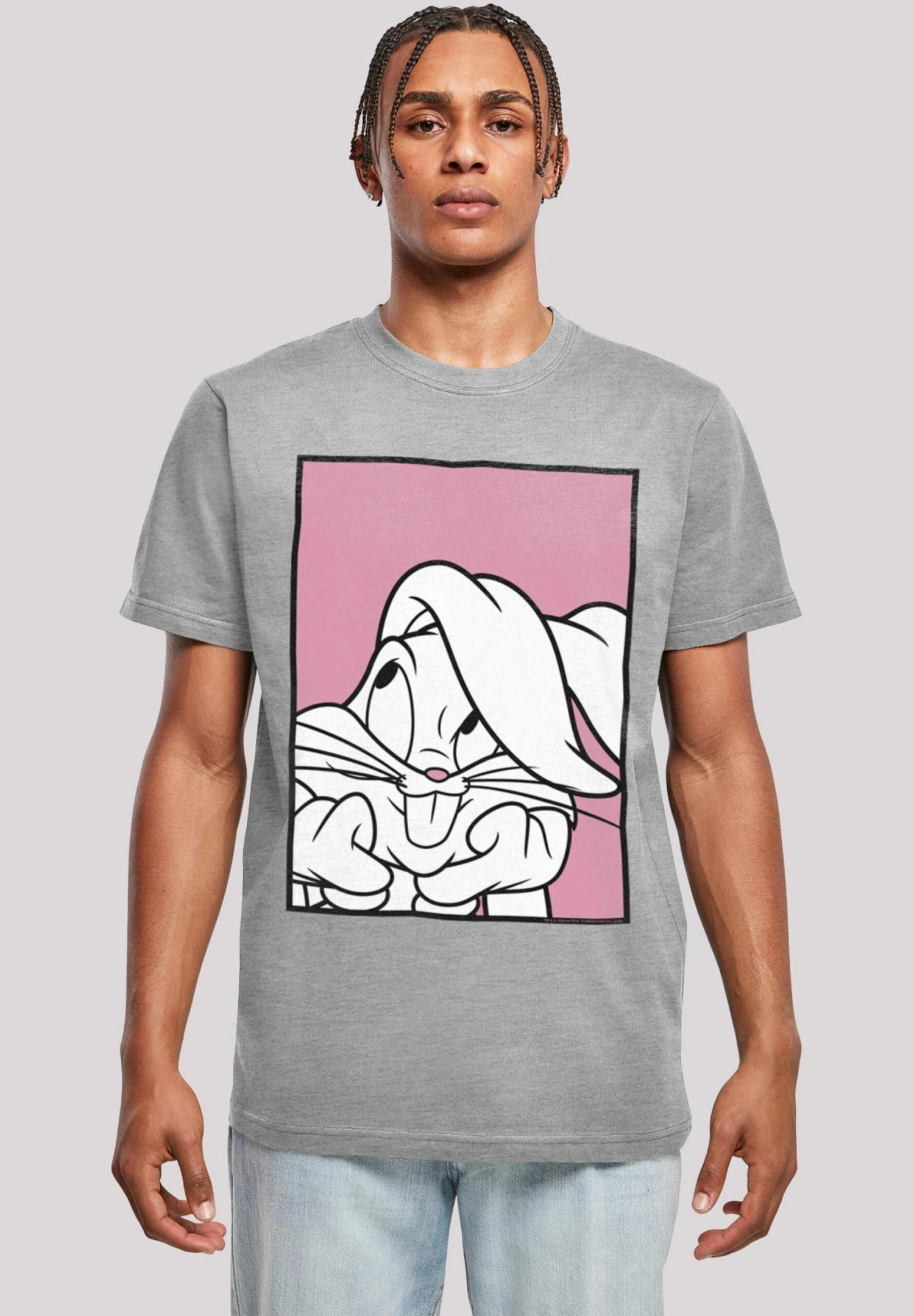 F4NT4STIC Looney Tunes Bugs Bunny Adore - T-Shirt Print - Heather Grey 3 F4NT4STIC Looney Tunes Bugs Bunny Adore - T-Shirt Print - Heather Grey
