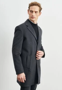 Standard Fit Plain - Halflange Jas - Anthracite -Algemene Winkel Voor Herenmode 41eccf8c5cab4d038ed3fecaad22a072