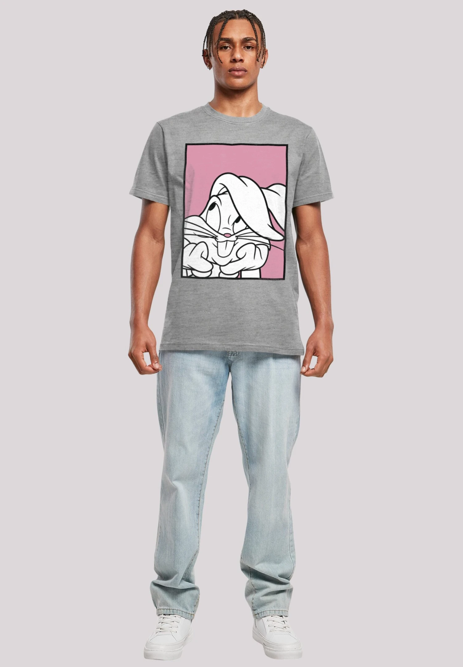 F4NT4STIC Looney Tunes Bugs Bunny Adore - T-Shirt Print - Heather Grey 4 F4NT4STIC Looney Tunes Bugs Bunny Adore - T-Shirt Print - Heather Grey - Afbeelding 2