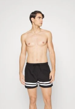 BRAVE SOUL Rios - Zwemshorts - Black / White Stripe
