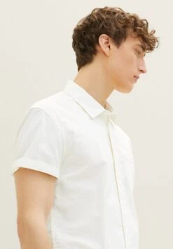 TOM TAILOR Denim Kurzarm Mit Brusttasche  - Overhemd - Wool White -Algemene Winkel Voor Herenmode 5dc81f83bcd647eab3c16a679d8d9edc