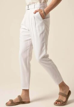 Belt Detailed - Broek - White -Algemene Winkel Voor Herenmode 76fd326f77024d66b92ba280b6e6a27e