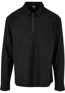 URBAN CLASSICS Half Zip - Overhemd - Black -Algemene Winkel Voor Herenmode 805ae454d18c425e8c335c789a7ea0f2