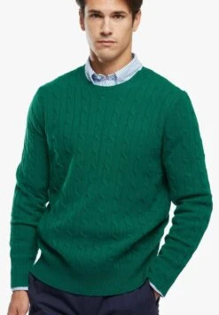 Cable Crewneck - Trui - Dark Emerald Green