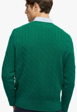 Cable Crewneck - Trui - Dark Emerald Green -Algemene Winkel Voor Herenmode b5e079b882c645cfa2e28ad73000ddeb
