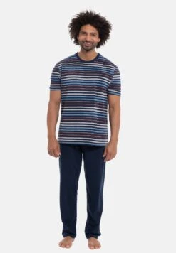 Pyjama - Blau Rot Gestreift